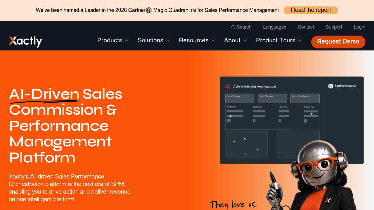 Xactly incentive compensation management platform screenshot