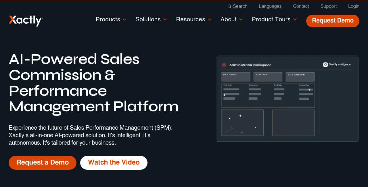 Xactly Incent homepage screenshot